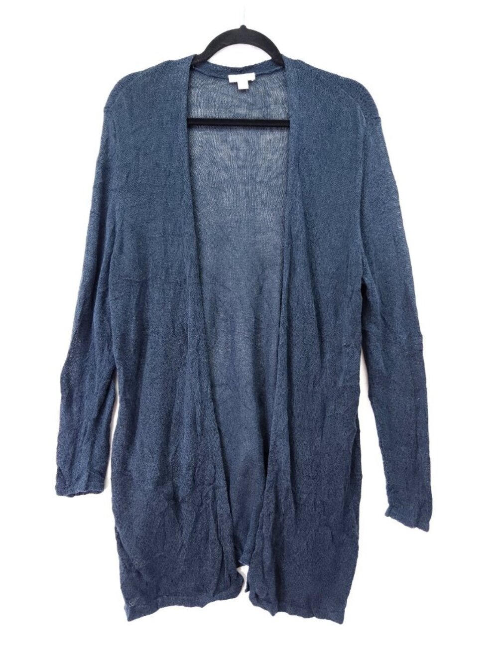 J. Jill Linen Blend Open Front Lightweight Cardigan Size Large Navy Blue
